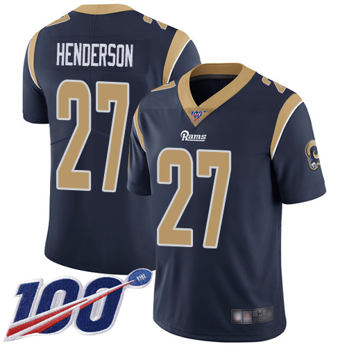 Los Angeles Rams Limited Navy Blue Men Darrell Henderson Home Jersey NFL Football 27 100th Season Vapor Untouchable